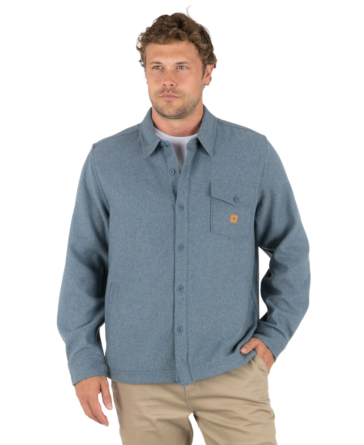 Hurley Men's San Juan Wool Overshirt Ls Grey Teal