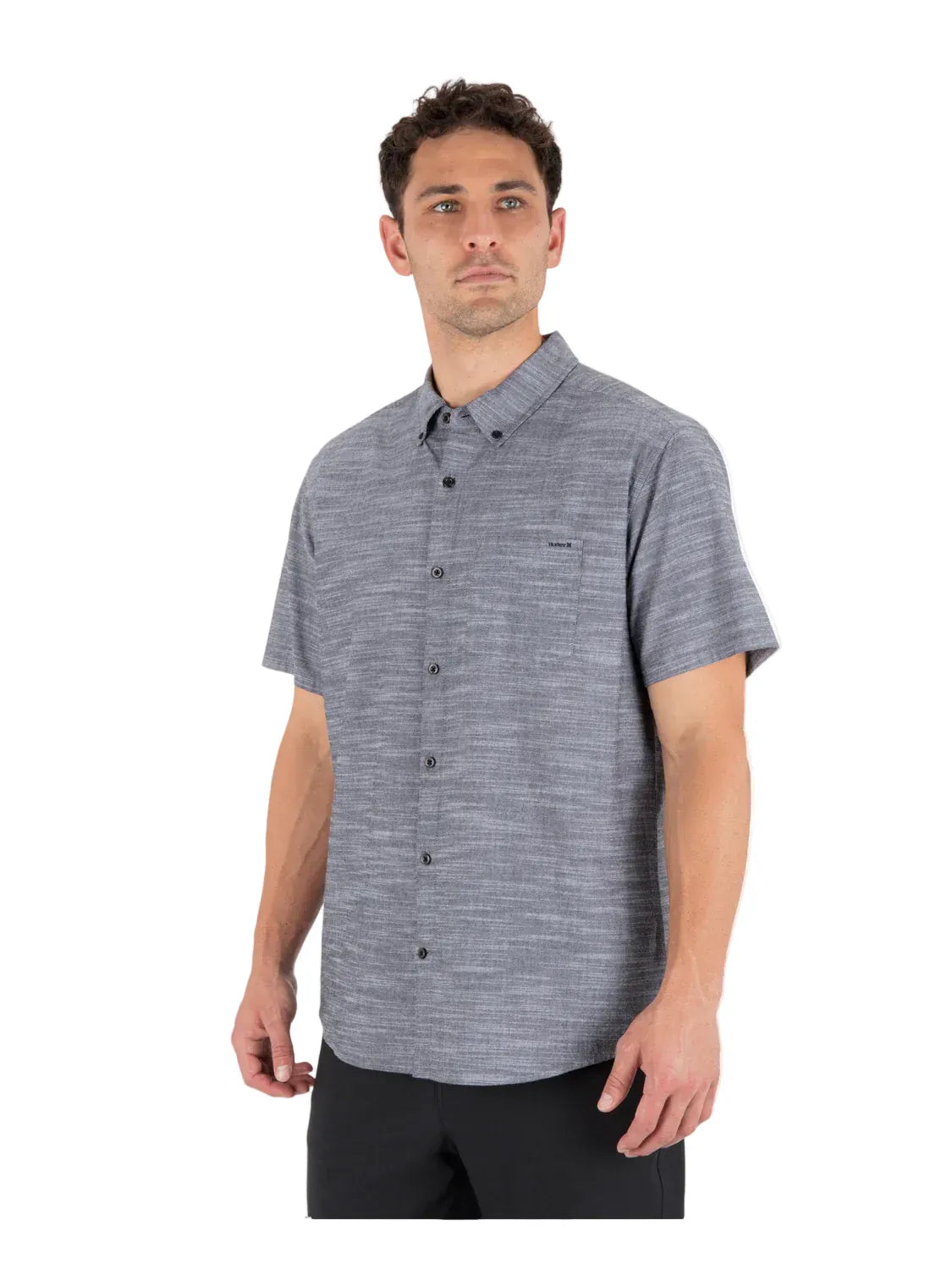 Hurley Men's Icon Stretch Short Sleeve ButtonDown Black
