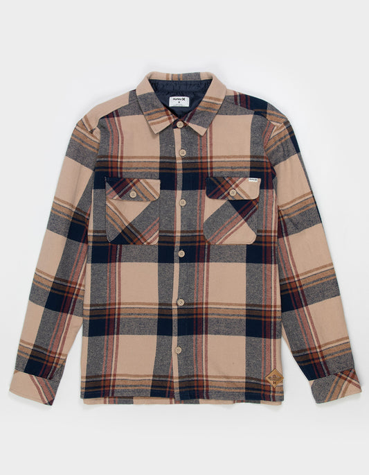 Hurley Men's Santa Cruz Shoreline Flannel LS Khaki