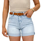 Risen Women's High Rise Cuffed Shorts Light