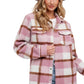 Bluivy Women's Plaid Brushed Shacket Mauve - Brekken's