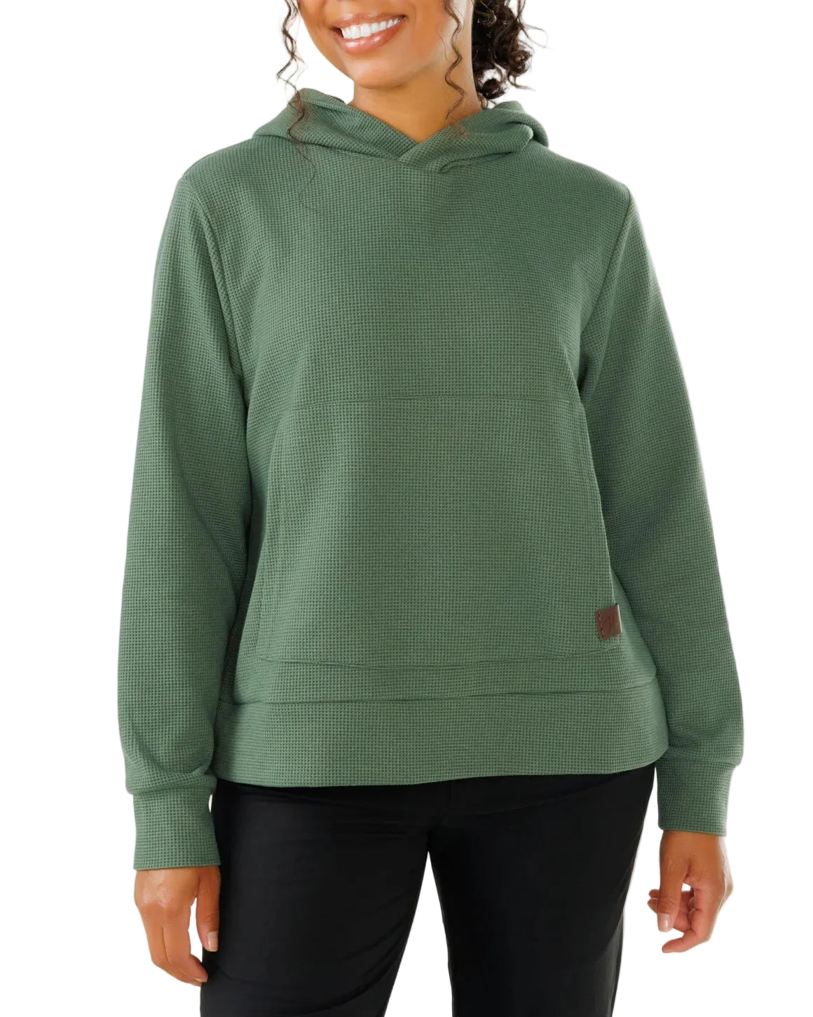 Waggle Women's Lakeside Waffle Knit Hoodie Moss