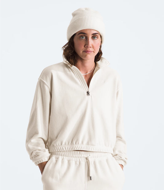 The North Face Women's Better Terry 1/2 Zip Pullover White Dune