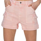Risen Women's High Rise Cargo Pocket Shorts Soft Pink