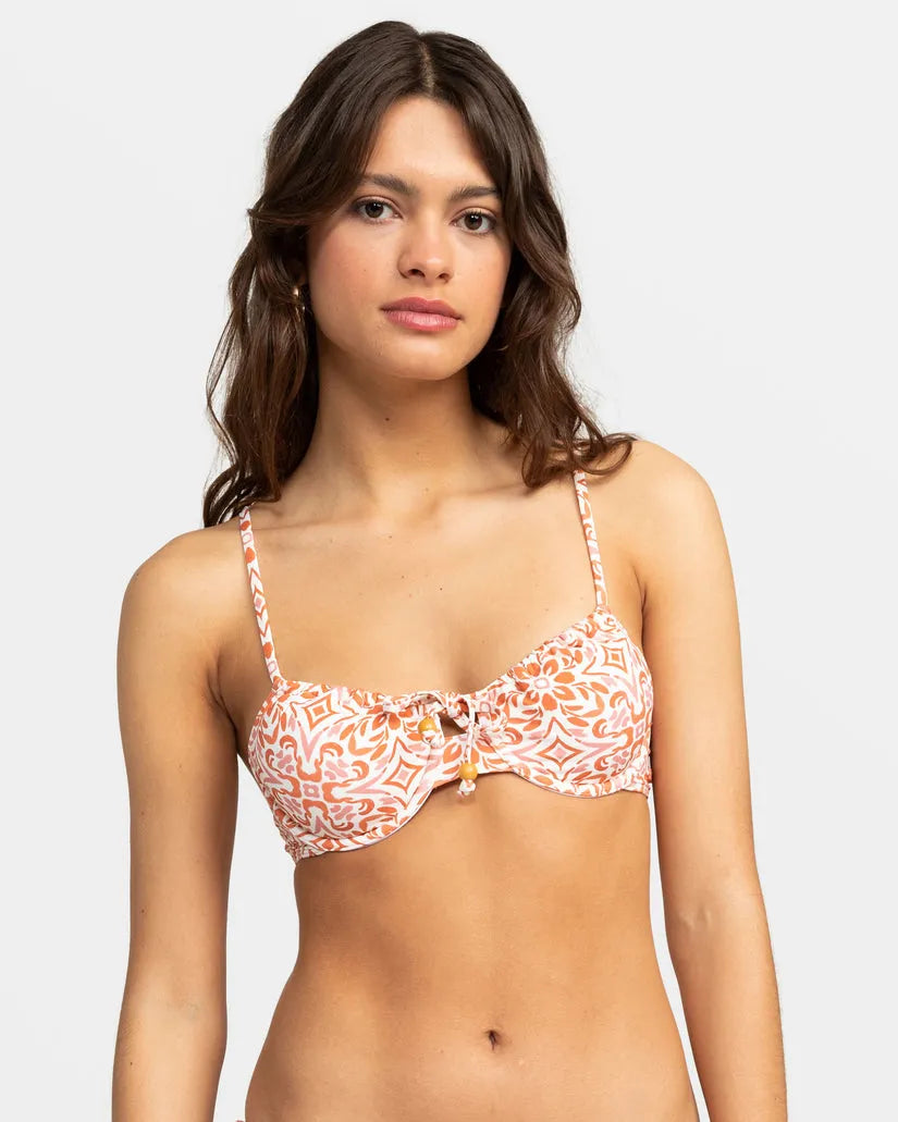 Roxy Women's Fresco Tile Underwire Bikini Bra Top Cloud Dancer Fresco Tile