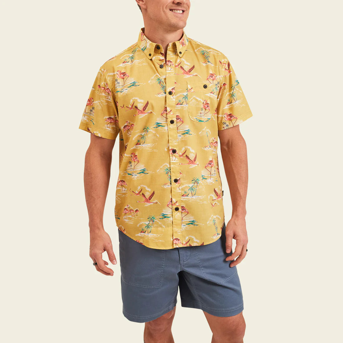 Howler Bros. Men's Mansfield Shirt - Flamingo Flamboyance