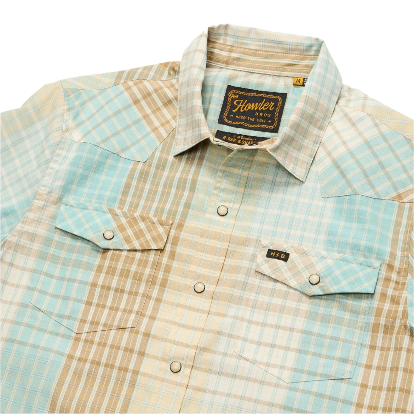 Howler Bros Men's H Bar B Snapshirt Cottage Plaid Seafoam