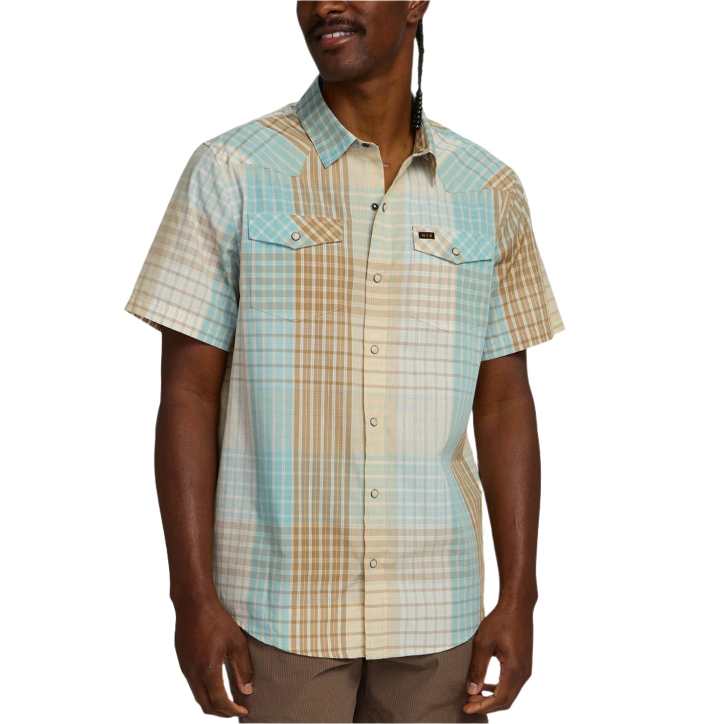 Howler Bros Men's H Bar B Snapshirt Cottage Plaid Seafoam