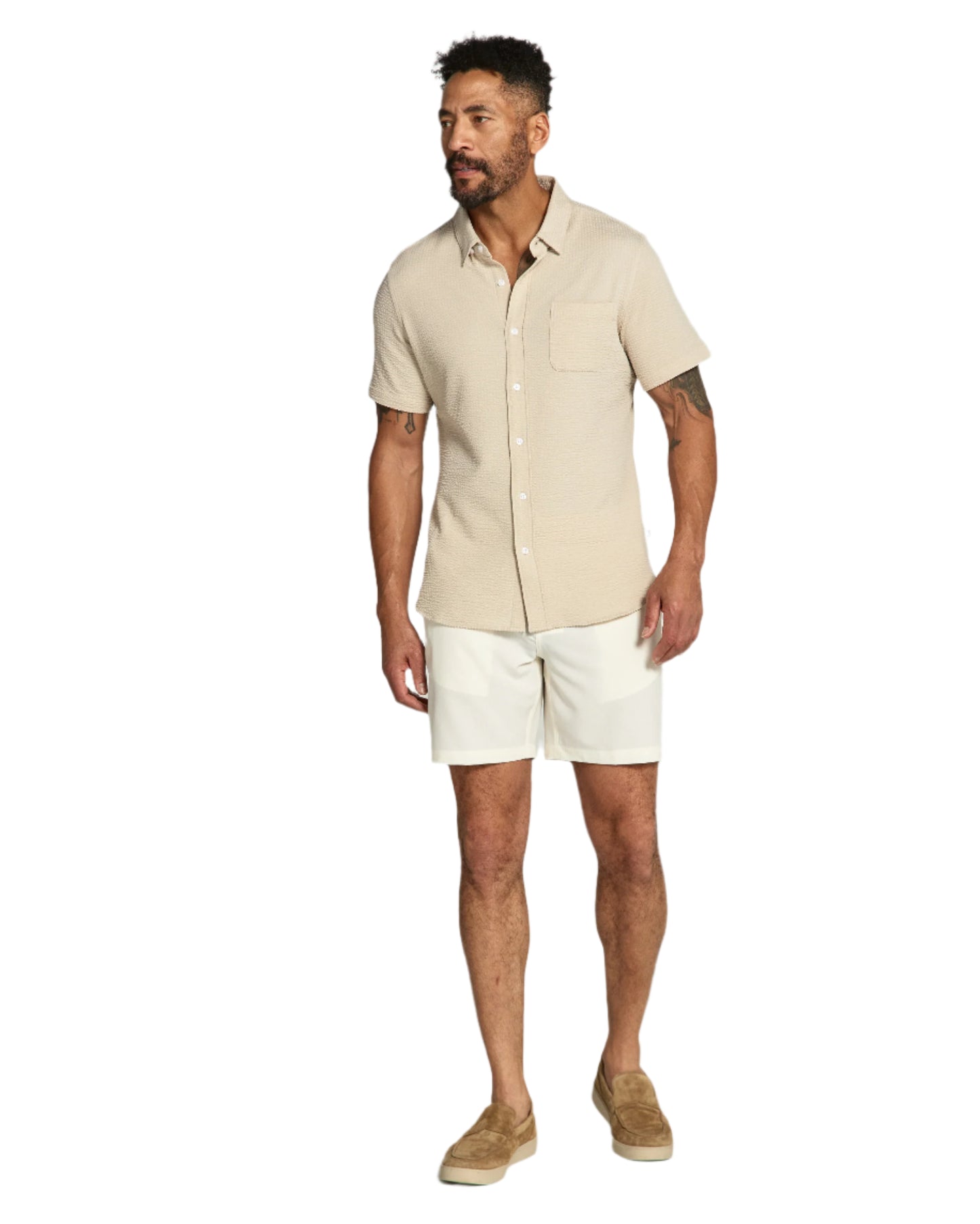7 Diamonds Men's Bennet Short Sleeve Shirt Tan