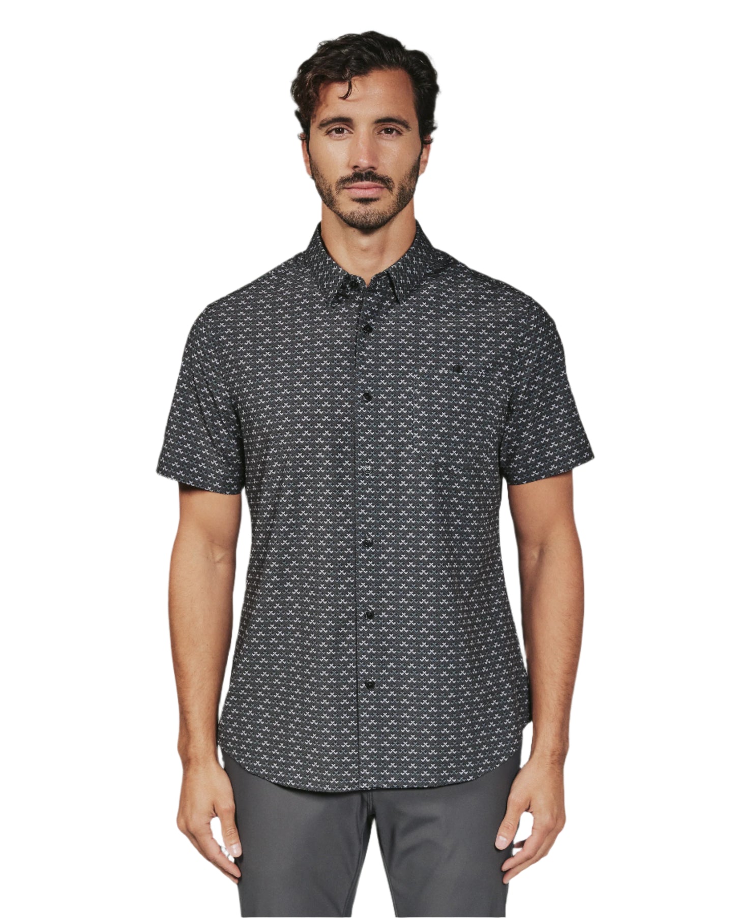7 Diamonds Men's Marcelo Short Sleeve Shirt Black