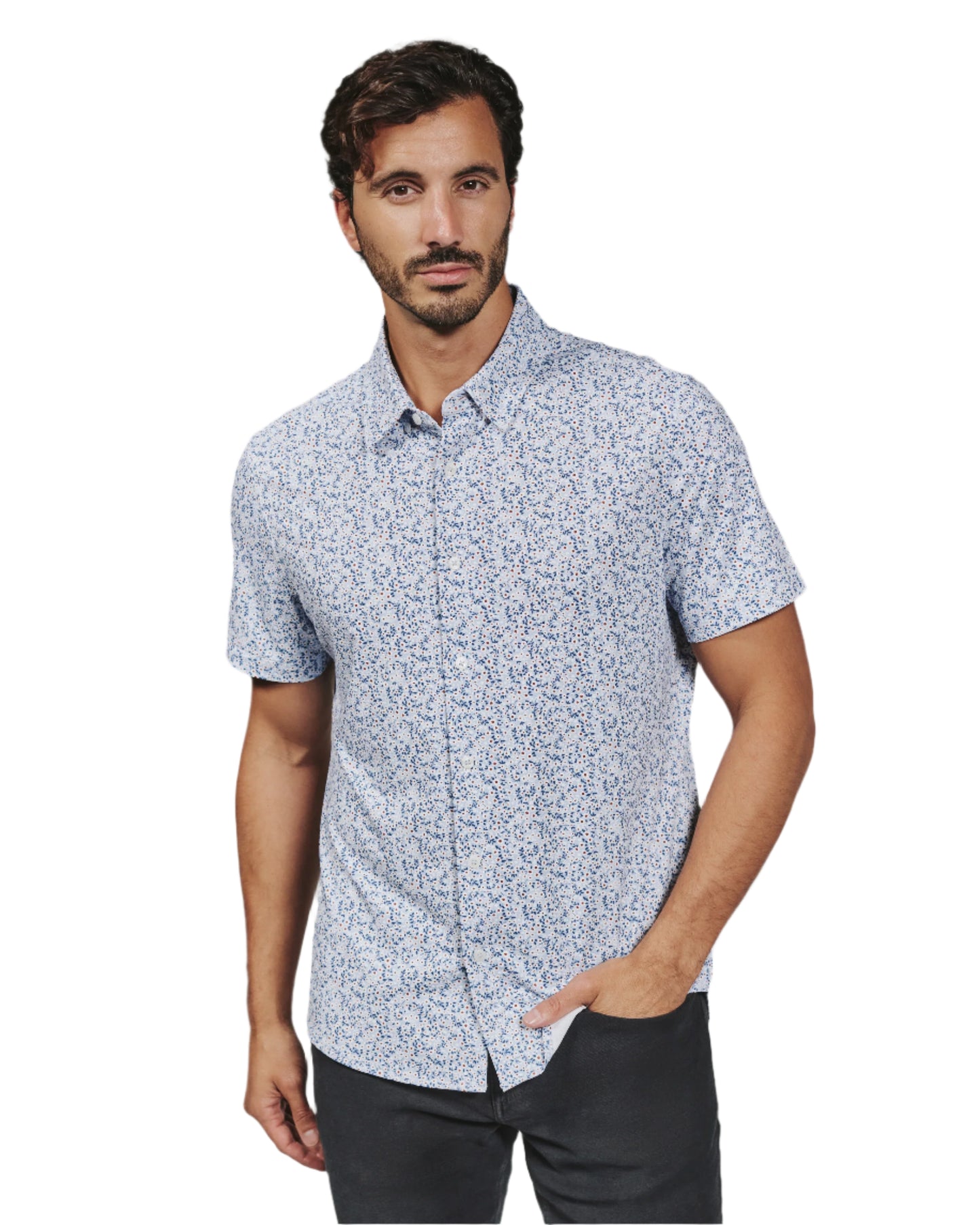 7 Diamonds Men's Mercer Short Sleeve Shirt Light Blue