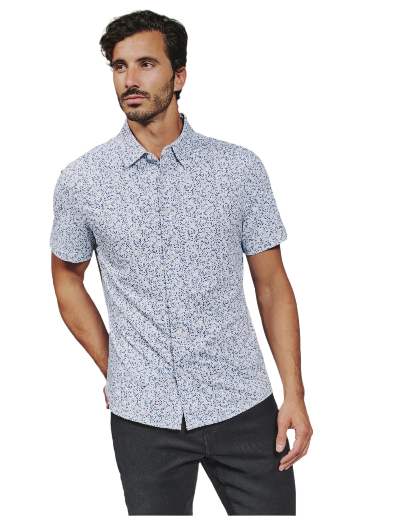 7 Diamonds Men's Mercer Short Sleeve Shirt Light Blue