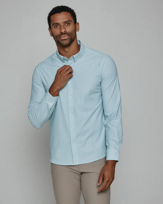 7Diamonds Men's Affleck Long Sleeve Shirt Seafoam