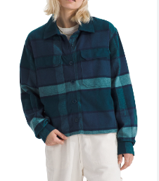 The North Face Women's Valley Flannel Shirt Algae Blue Macro Small Plaid