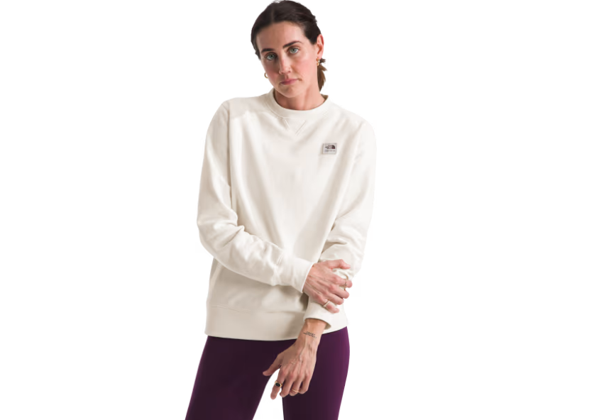 The North Face Women's Heritage Patch Crew White Dune/Heritage Patch