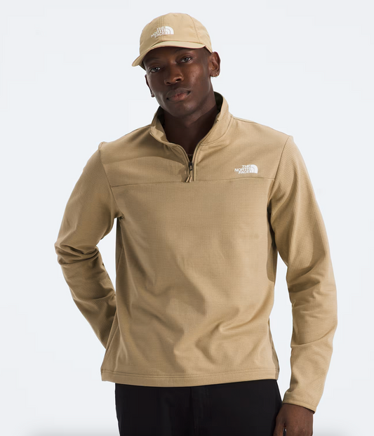 The North Face Men's Cedar Trail Grid Fleece 1/4 Zip Khaki Stone