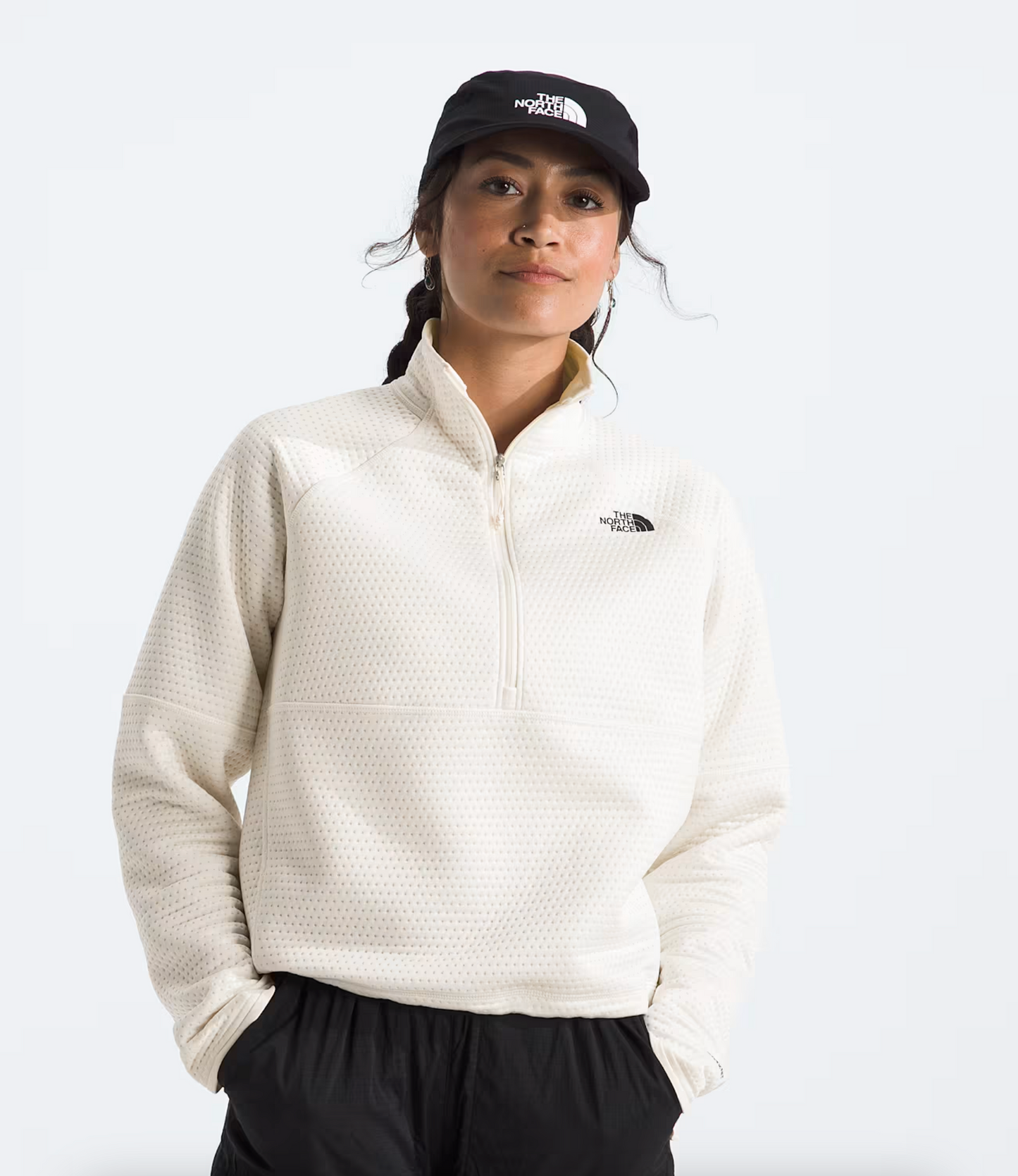 The North Face Women's Dotknit Thermal 1/4 Zip White Dune