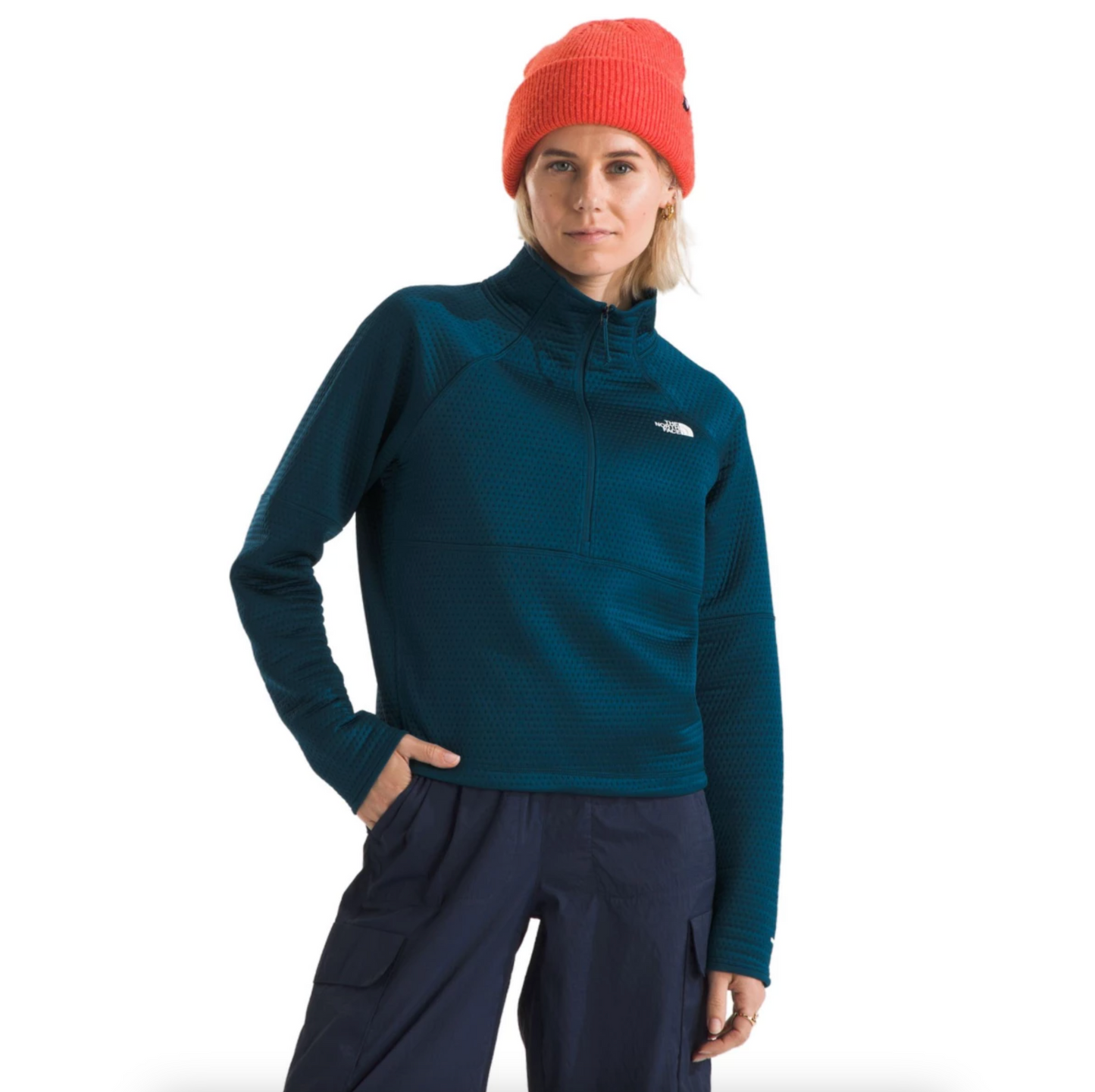 The North Face Women's Dotknit Thermal 1/4 Zip Midnight Petrol