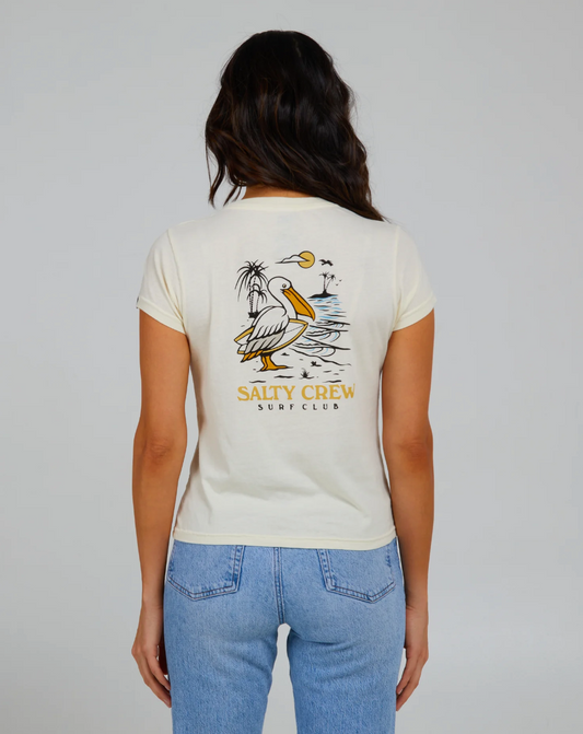 Salty Crew Women's Surf Check Modern Tee Off White