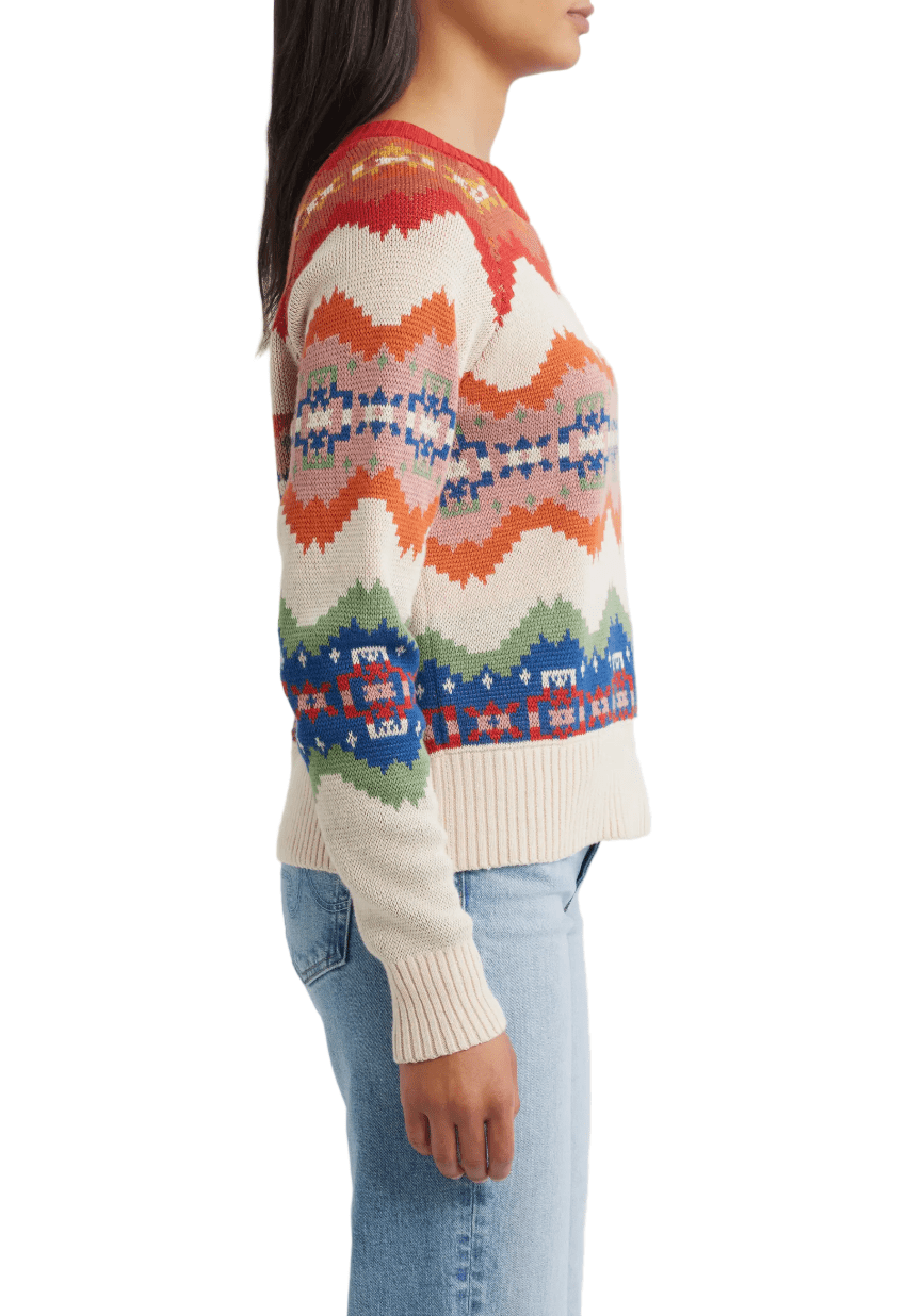 Pendleton Women’s Raglan Cotton Graphic Sweater Ecru Harding Stripe - Brekken's