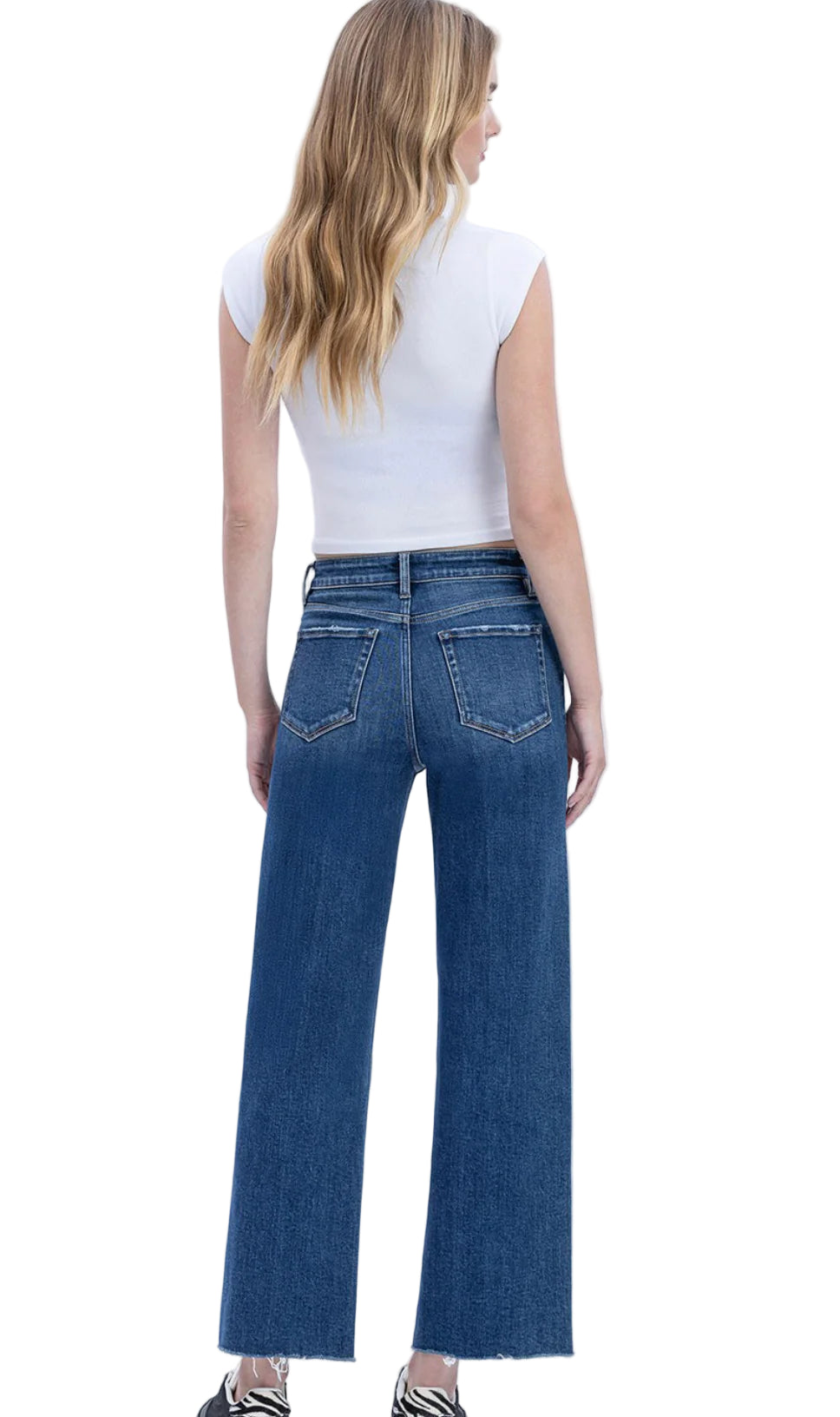 Flying Monkey Women's High Rise Trouser Press Wide Leg Jeans Rational