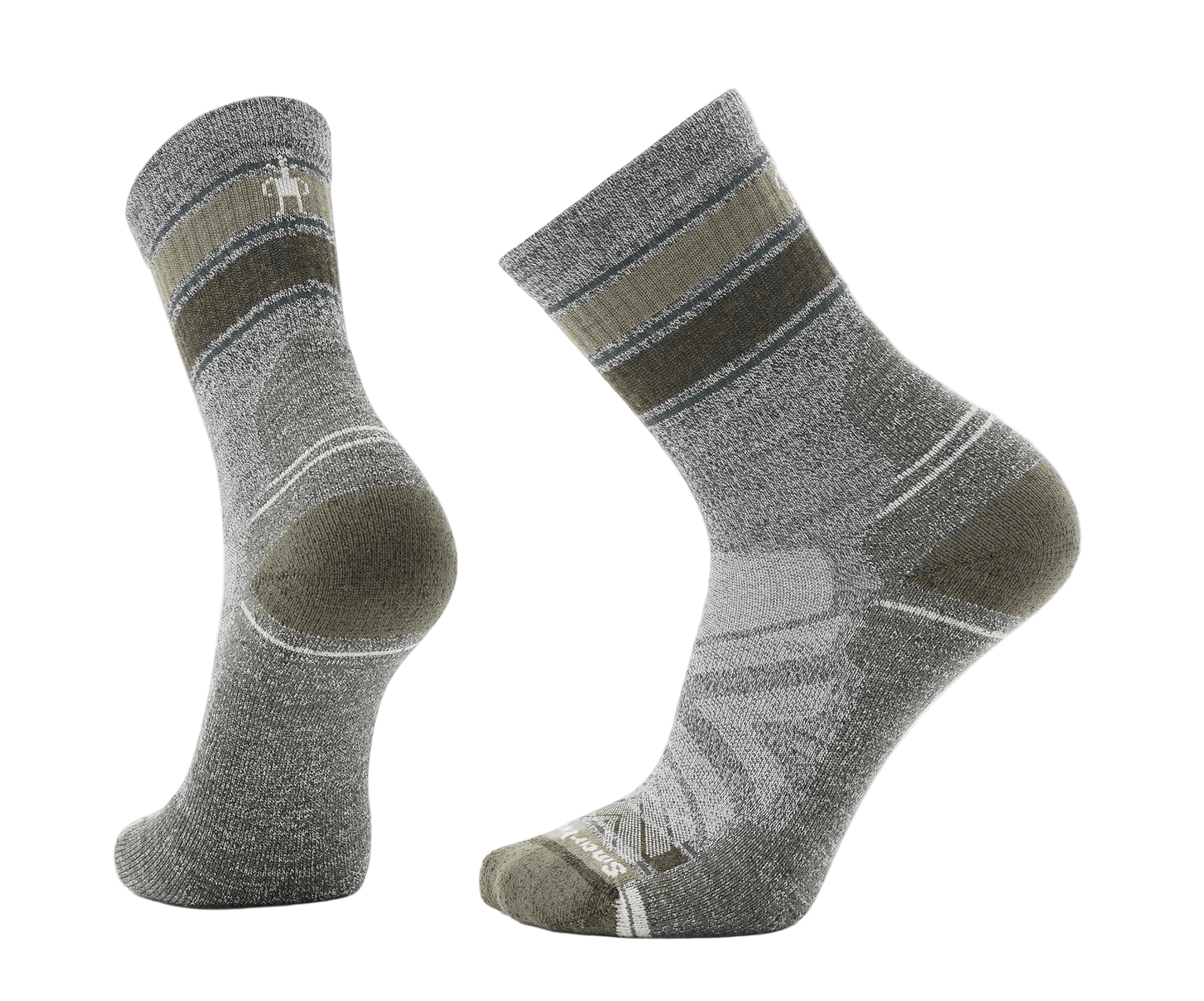 Smartwool Men's Hike Light Cushion Striped Mid Crew Socks Ash-Charcoal