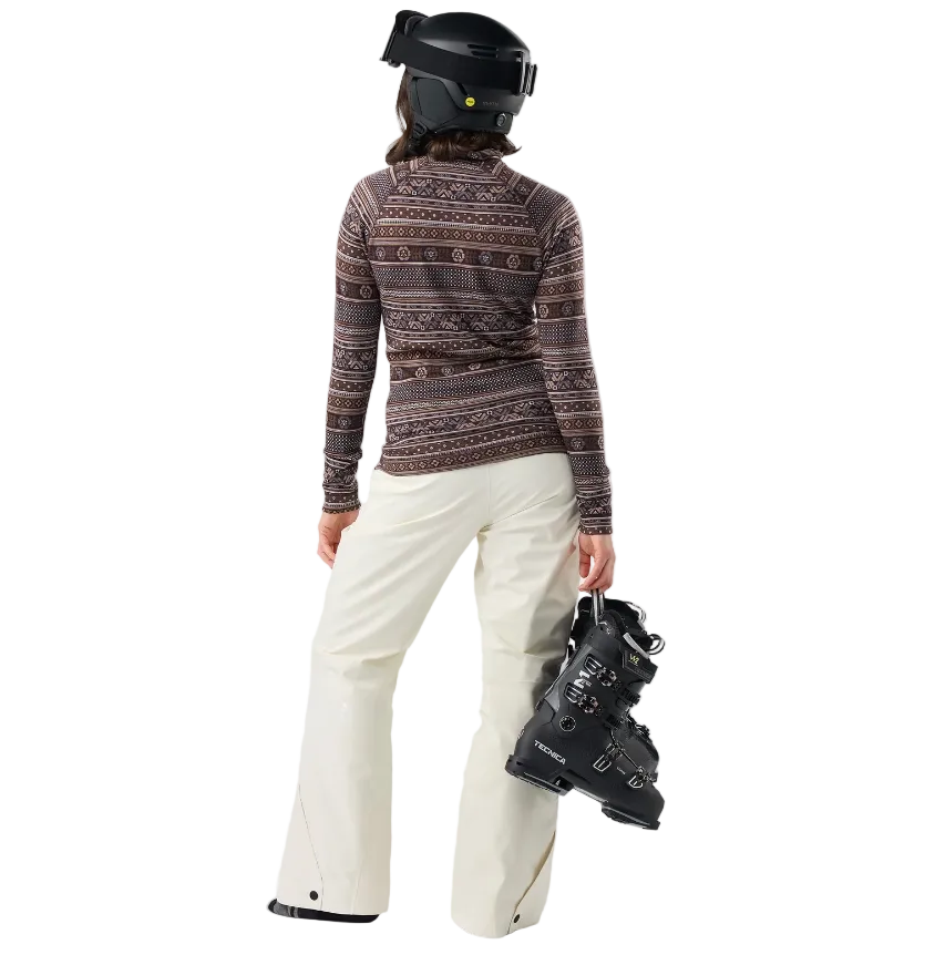 Smartwool Women'S Classic Thermal Merino Base Layer 1/4 Zip Mocha Fair Isle Fun