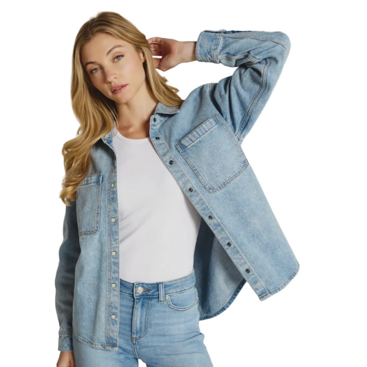 7 Diamonds Women's Gianna Denim Shirt Vintage Light Blue