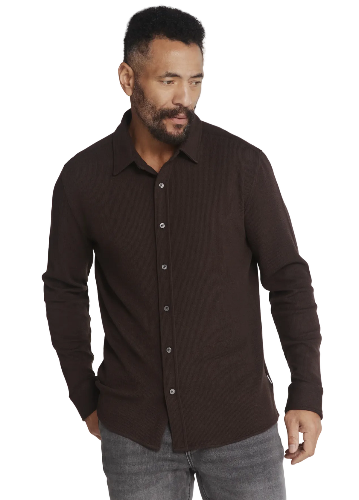 7 Diamonds Men's Levine Long Sleeve Shirt Walnut