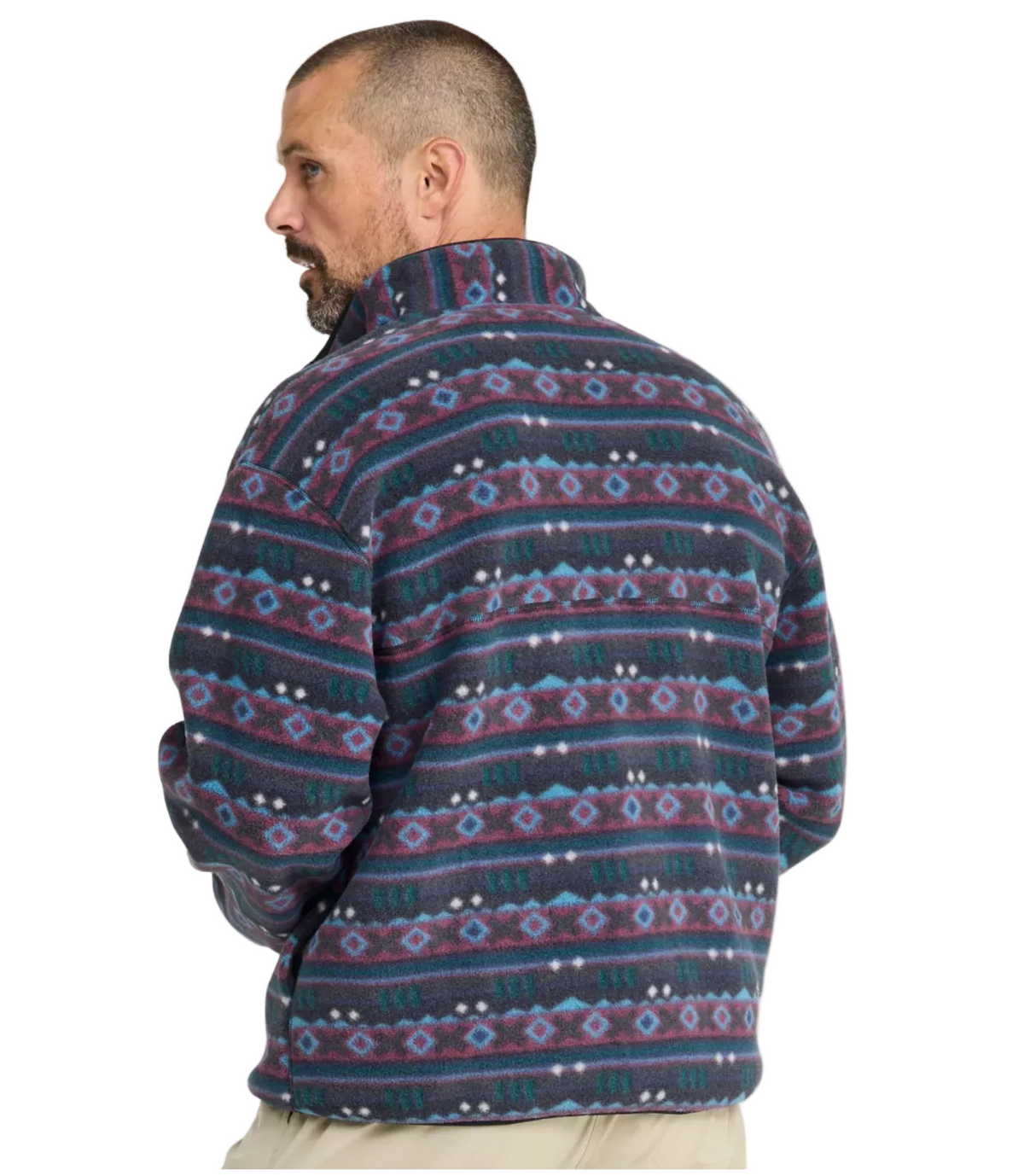 L.L. Bean Mountain Classic Fleece Pullover Print Men'S Regular Dark Black Retro Diamond