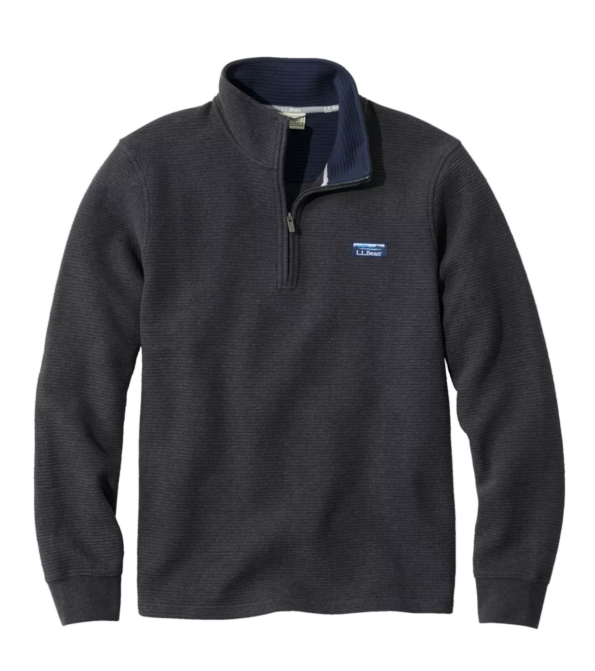 L.L. Bean Lakewashed Double-Knit Quarter-Zip Long Sleeve Men'S Regular Dark Charcoal Heather