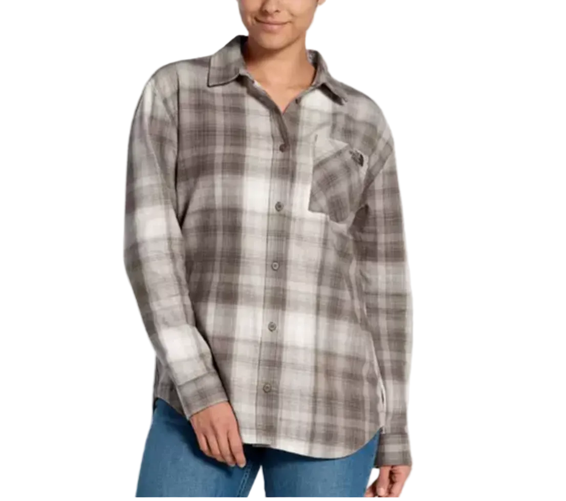 The North Face Women's Mountain Falls Flannel Button-Down Long-Sleeve Shirt Smokey Brown Routesetter Plaid