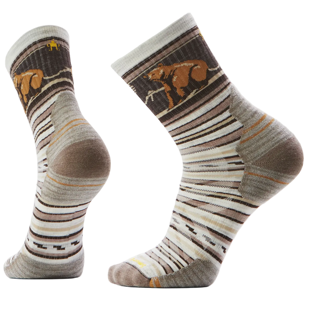 Smartwool Men's Hike Targeted Cushion Bear Stripe Mid Crew Socks ASH