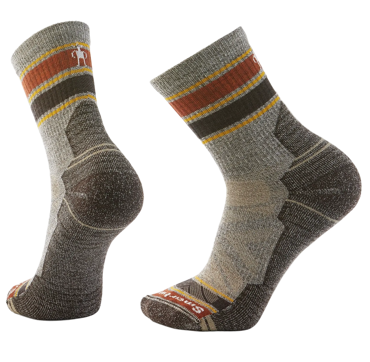 Smartwool Men's Hike Light Cushion Striped Mid Crew Socks TAUPE-NATURAL MARL