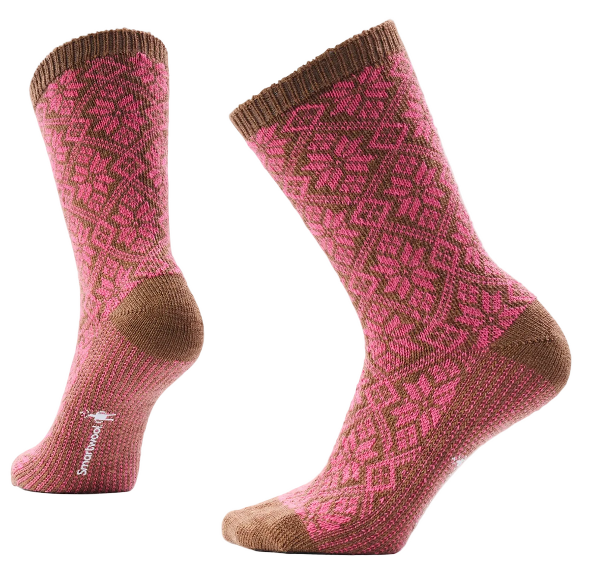 Smartwool Women's Everyday Cozy Traditional Snowflake Crew Socks GARDEN PINK