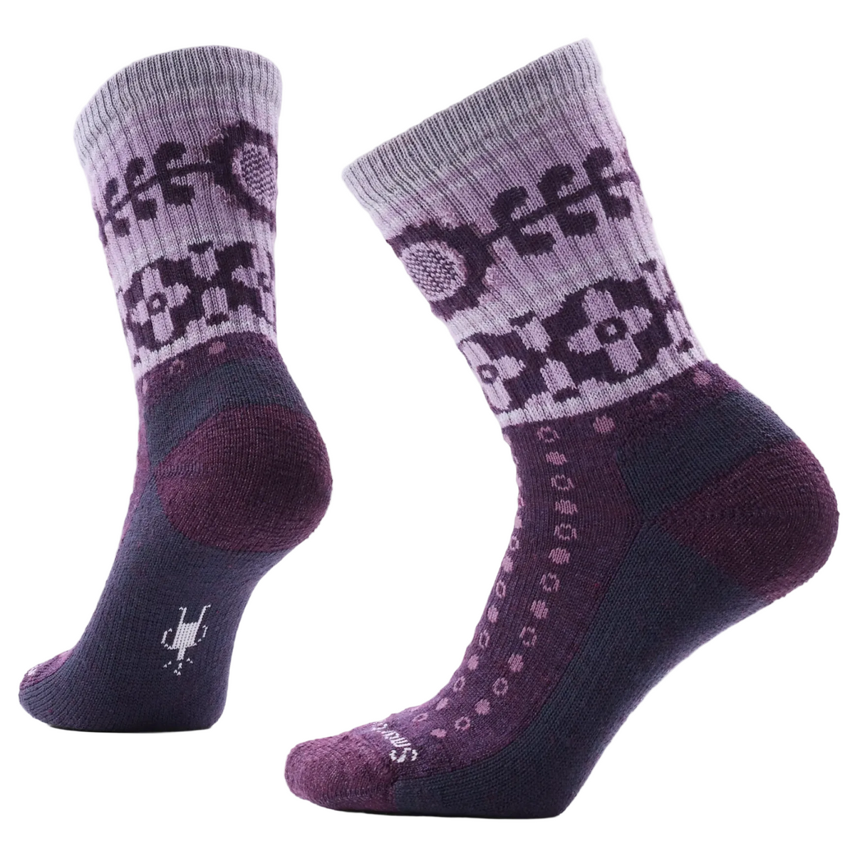 Smartwool Women's Everyday Cozy Retro Sunflower Crew Socks PURPLE IRIS