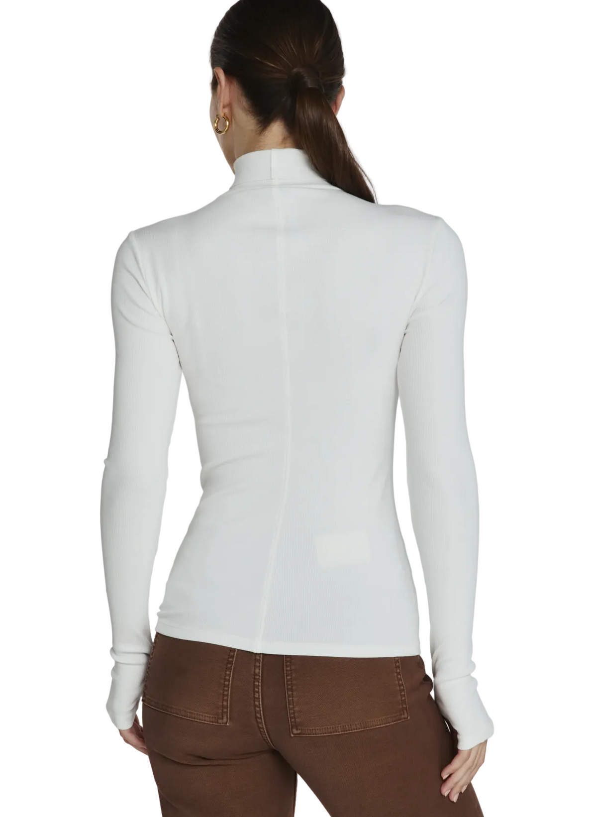 7 Diamonds Women's Modal Long Sleeve High Neck T Shirt Ivory