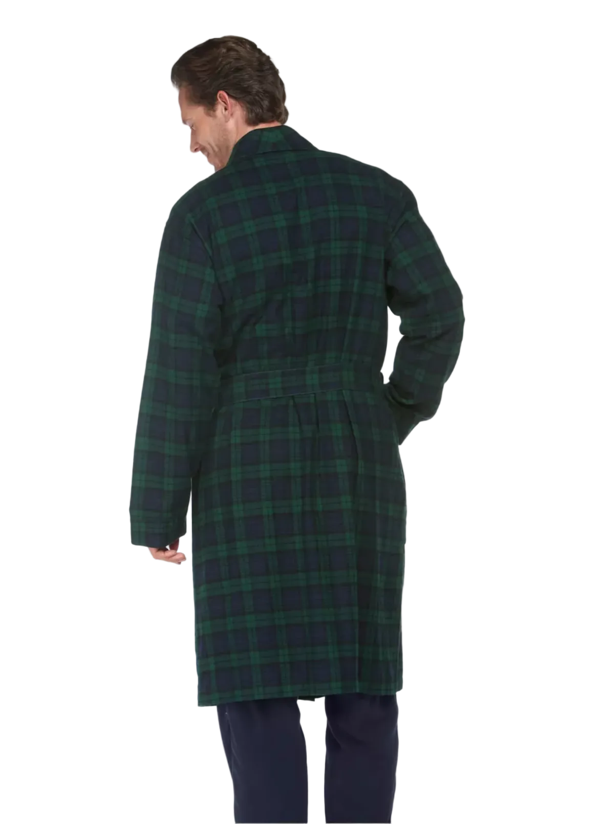 L.L. Bean Men's Scotch Plaid Flannel Robe Regular Black Watch Tartan