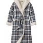 L.L. Bean Scotch Plaid Flannel Sherpa Lined Long Robe Women'S Regular Indigo Tartan