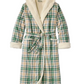 L.L. Bean Scotch Plaid Flannel Sherpa Lined Long Robe Women'S Regular Bean Of Freeport Green