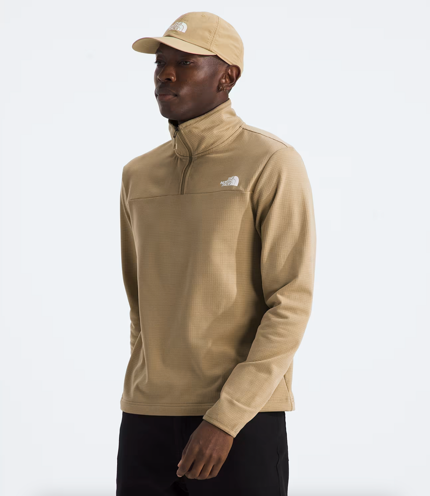 The North Face Men's Cedar Trail Grid Fleece 1/4 Zip Khaki Stone