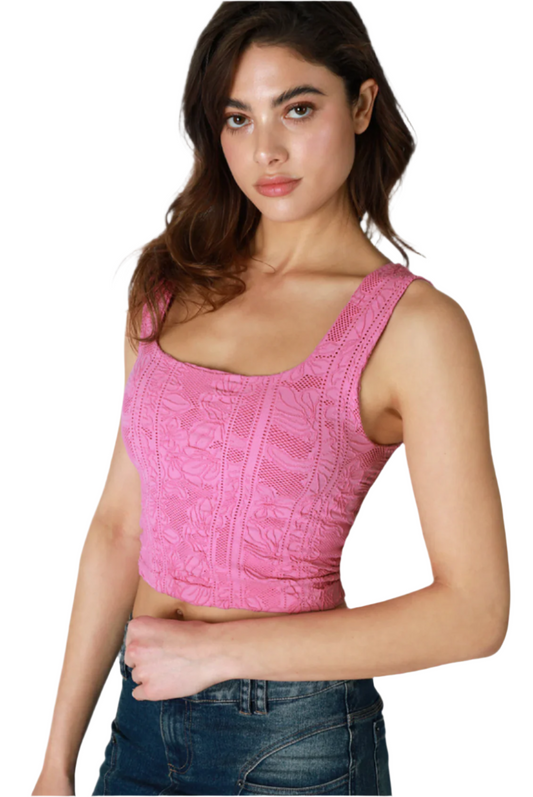 Nikibiki Women's Double Lace Square Crop Top