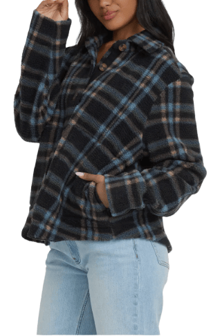 Billabong Women's Breezy Fleece Shacket Blasted Blue