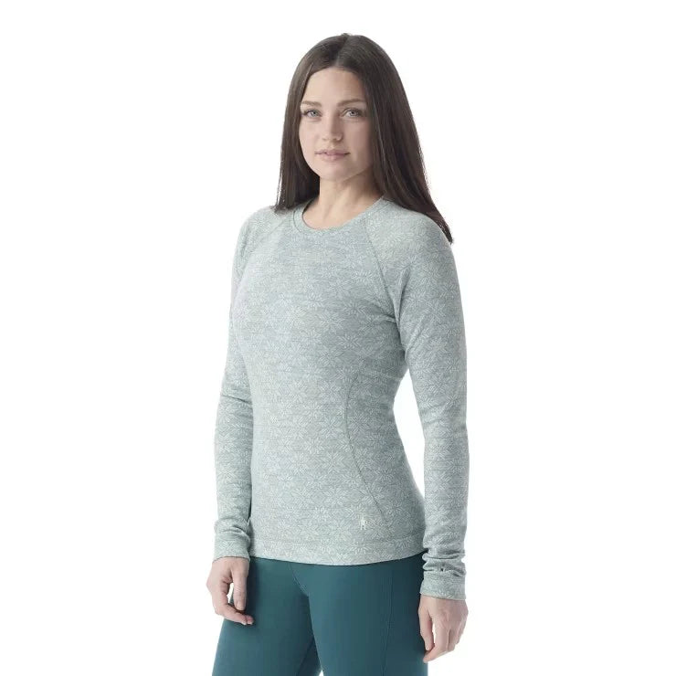 Smartwool Women's Classic Thermal Merino Base Layer Crew ARCTIC GREEN DIGI SNOW