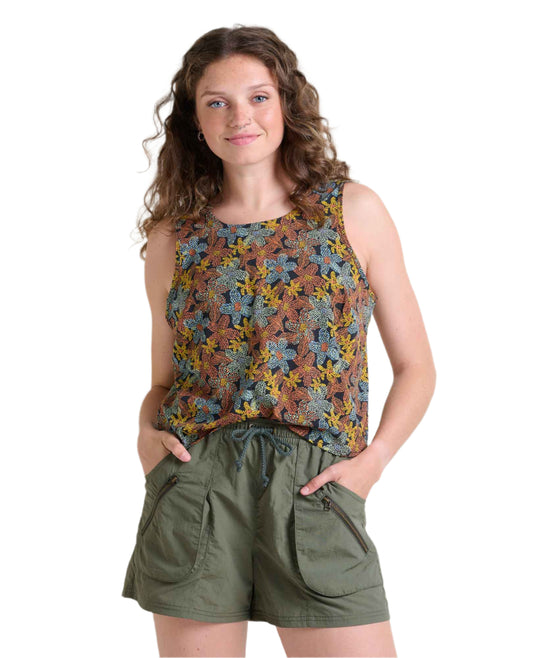 Toad&Co Women's Sunkissed Button Back Tank Black Floral Dot Print - Brekken's