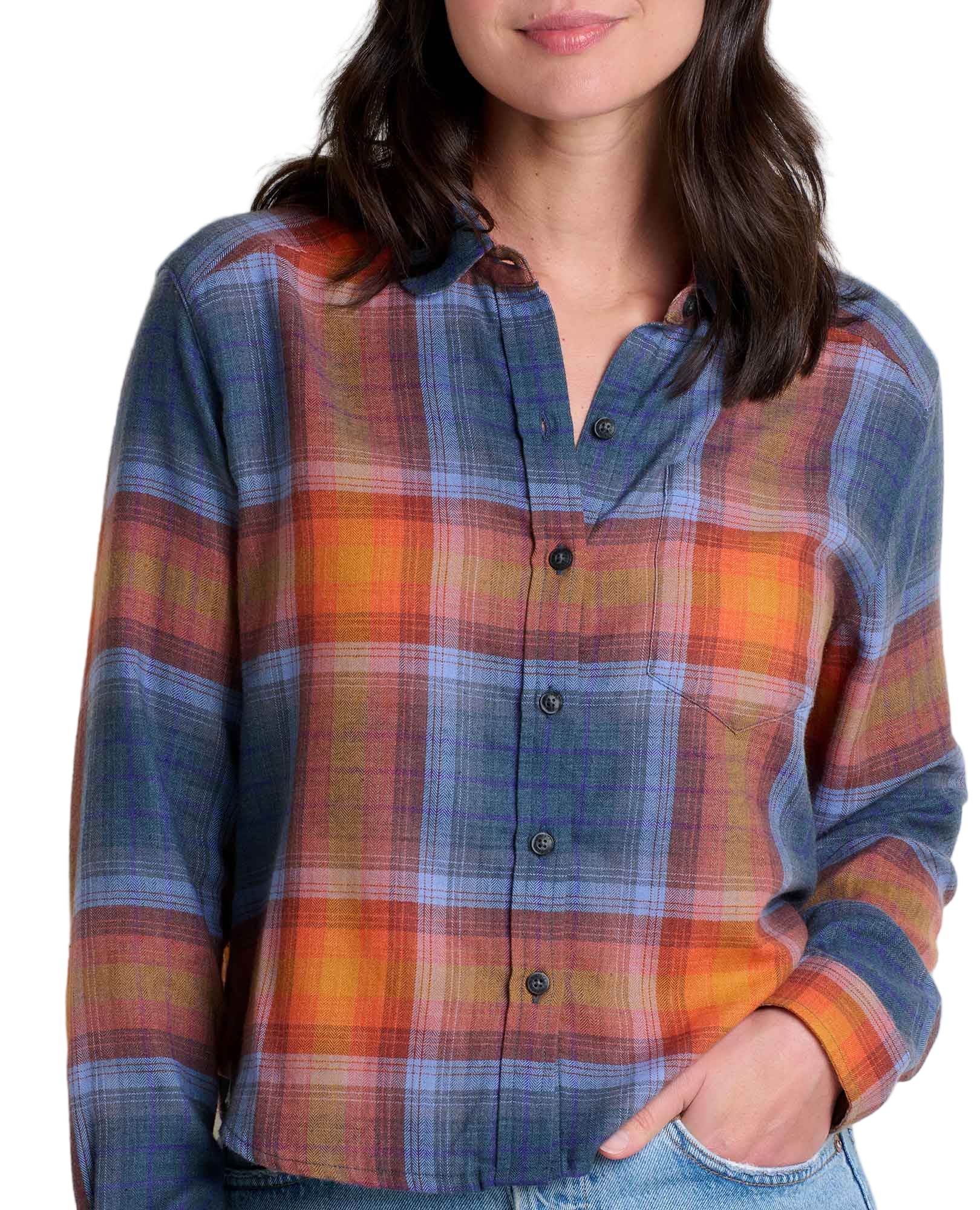 Toad Women's Re - Form Flannel Boxy LS Shirt Ink Ombre - Brekken's