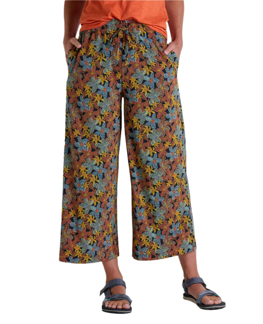 Toad&Co Women's Sunkissed Wide Leg Pant Black Floral Dot Print - Brekken's