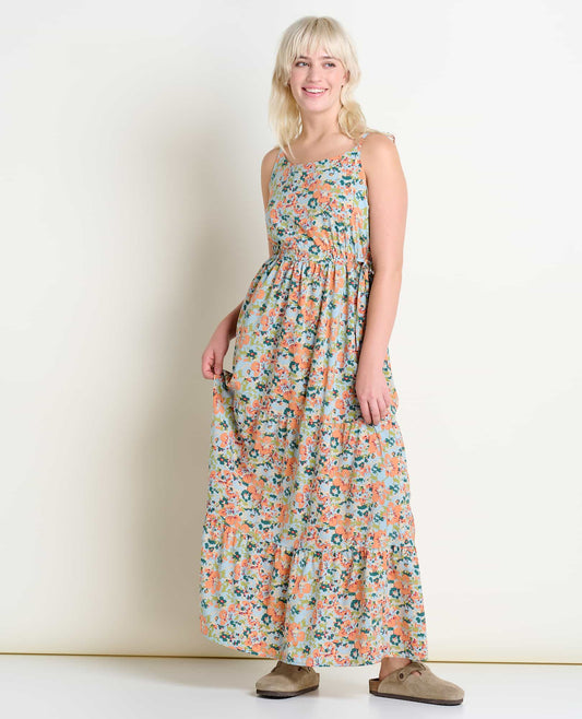 TOAD&CO Women's Sunkissed Tiered SL Dress Papaya Geranium Print