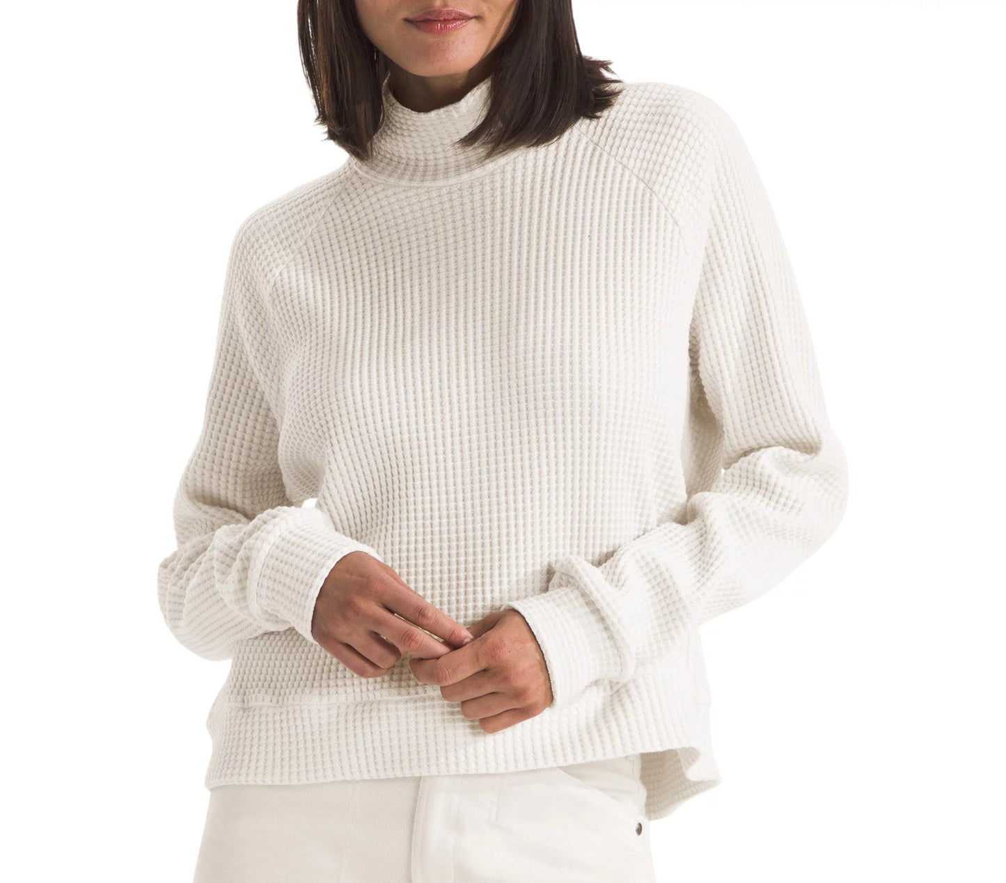 The North Face Women's L/S Mock Neck Chabot White Dune