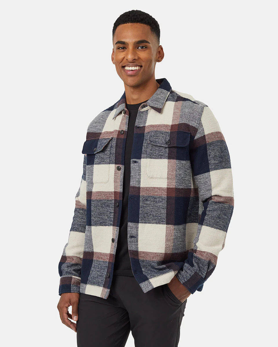 Tentree Men's Heavy Weight Flannel Jacket Midnight Blue/Cabin Plaid